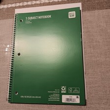 Pen Gear Wide Ruled 1-Subject Notebook, 8" x 10.5", GREEN, 70 Sheets