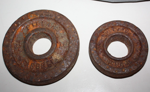 Par of 2 Vntage 10 lbs Bllard Barbell Standard Lft Weght Plates 4
