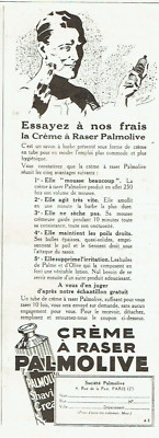 Werbung Advertising AD 0223 1925 Rasiercreme Palmolive Probieren Sie es auf unsere Kosten