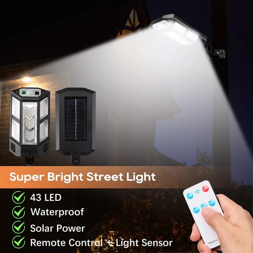 2 pcs LED Solar Light Motion Sensor 3 Mode Lamp Outdoor Wall Street Yard Garden - Bild 9 von 19
