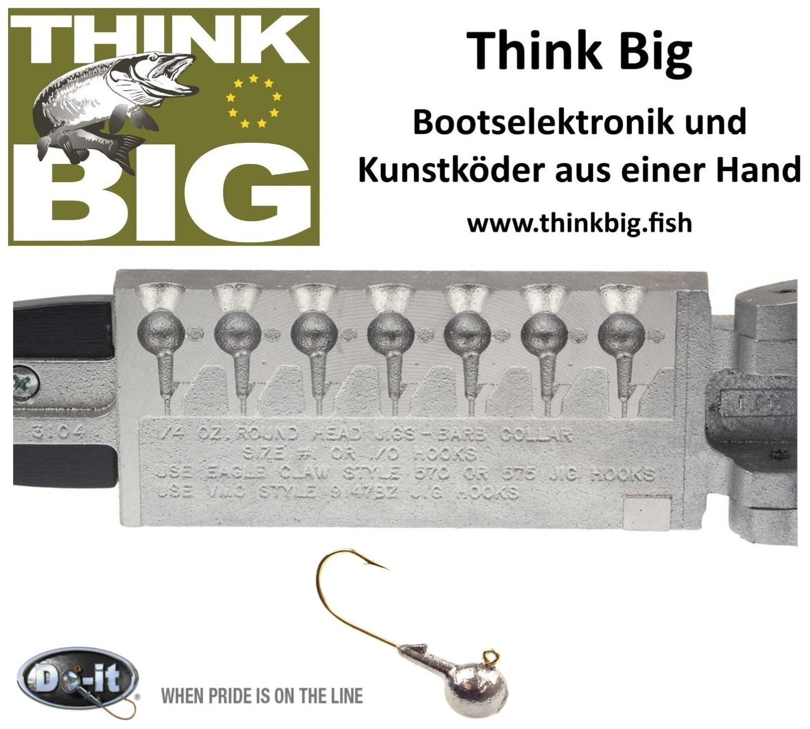  Do-it Molds Gussform 3104, für 7 Rundkopf Jighaken mit Kragen, 7 x 7 gr 