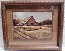 Ruane Manning Country Barn Art Print in 9 1/2" x 11"  Wood Frame under Glass 