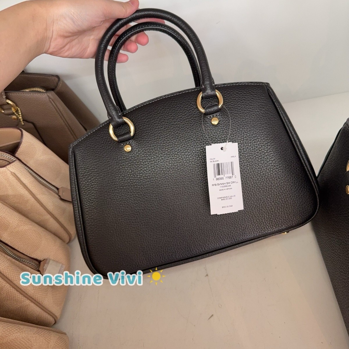 NWT Coach Small Savannah Leather Carryall Satchel CAL54 Gold/Black