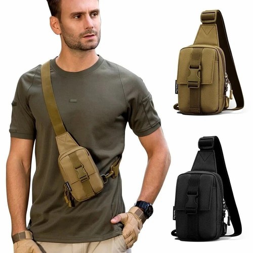 Men Small Chest Bag Pack Travel Sport Shoulder Sling Backpack Crossbody Outdoor - Picture 1 of 18