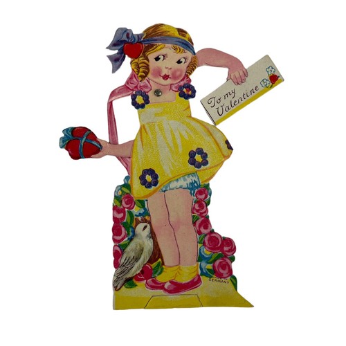 Vintage 1920's Cute Girl Mechanical VALENTINE Made in GERMANY - Picture 3 of 6