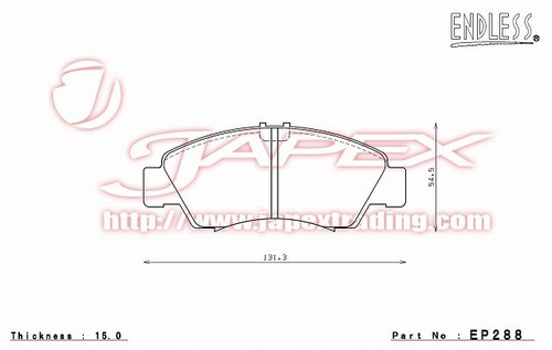 ENDLESS SSS Front Brake Pads for HONDA CIVIC ES1 2000/9-2003/9 1500cc EP288 - Picture 2 of 2