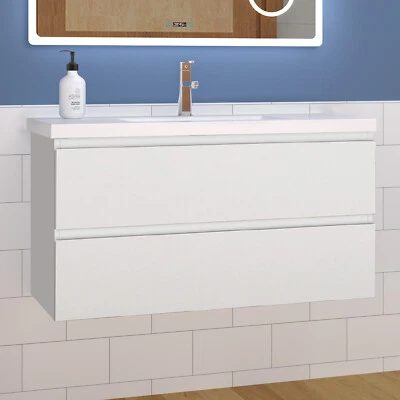 ACEZANBLE 1000 mm Bathroom Vanity Unit with Basin Wall Hung High Gloss White or Grey