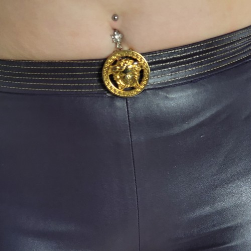 Versace Couture Faux Leather Trousers Stretchy Jeans Pants 38 UK 6 X SMALL - Picture 9 of 21