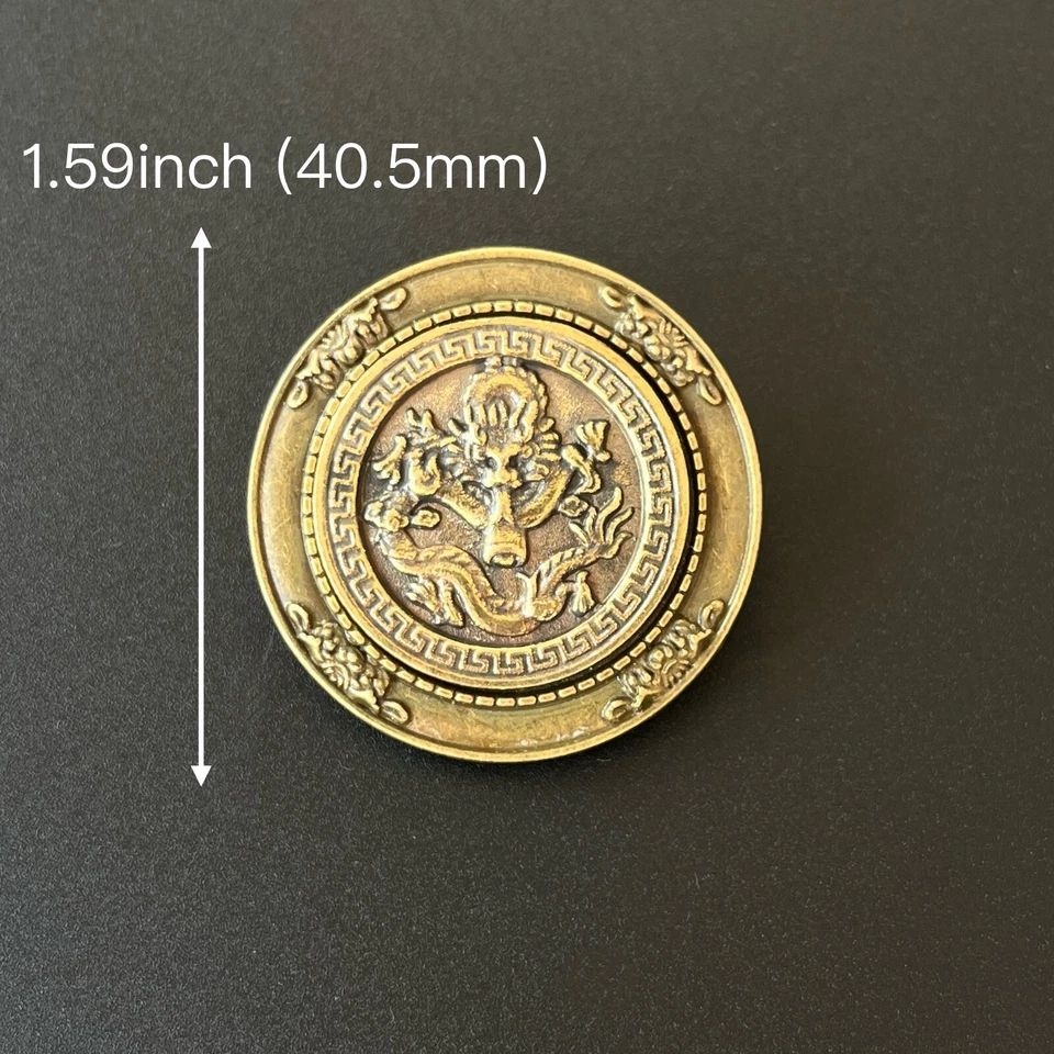 Collar de boda redondo de latón relieve dragón Balo Bolo corbata cuero PU negro cuerda Foto 3 de 4