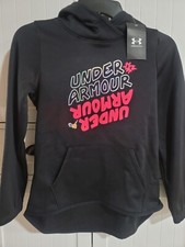 Girls Kids Under Armour Loose Pullover Hoodie NEW Long Sleeve Large Black up