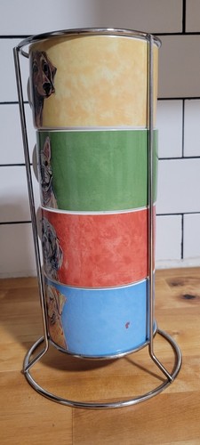 Pier 1 Tazze per Cani Impilabili con Supporto Tazzine Caffè Multicolore Cucciolo da Collezione - Foto 3 di 9