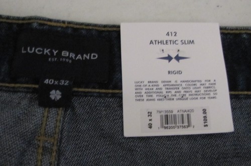NEW Mens Lucky Brand 412 Athletic Slim Jeans. Size 40X32 (MEASURE 40X31) Blue. - Picture 4 of 4