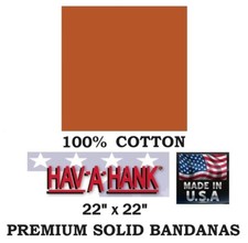 USA MADE Hav-A-Hank BURNT ORANGE SOLID BANDANA Head Wrap Neck Face Scarf Hanky