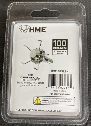 HME Small Game Spring-Loaded Broadheads 100 Grain Stainless Steel - Picture 2 of 2