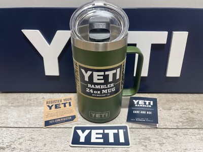 YETI Rambler 24 oz Mug Edition RARE HIGHLANDS OLIVE! w/MagSlider  Lid!