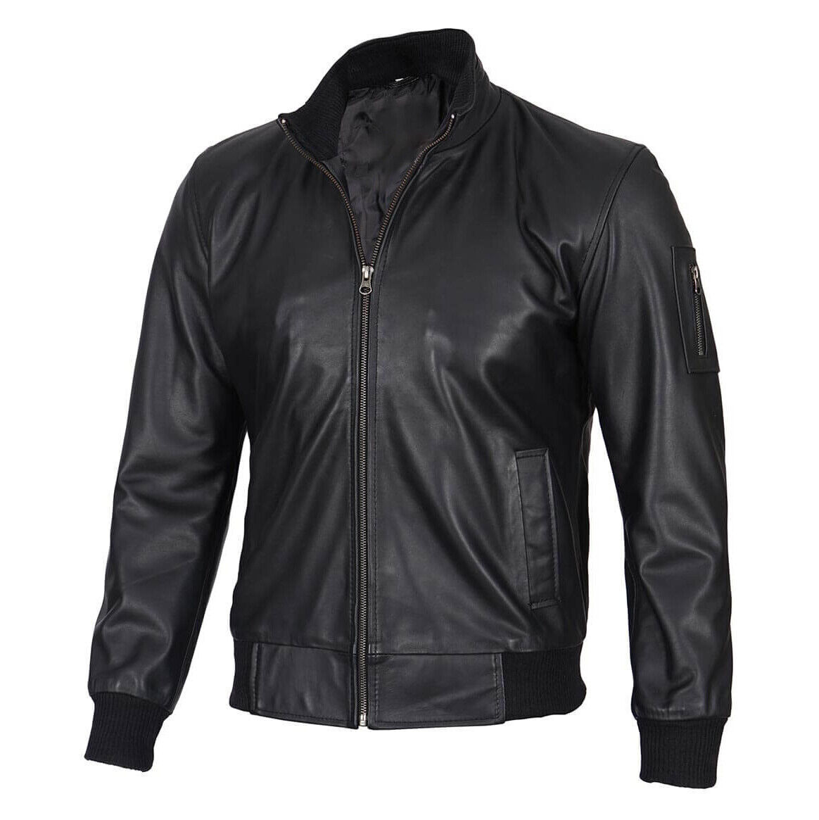 Men's Black Flight Leather Jacket 100% Real Lambskin Leather Men's Black Flight Leather Jacket 100% Real Lambskin Leather