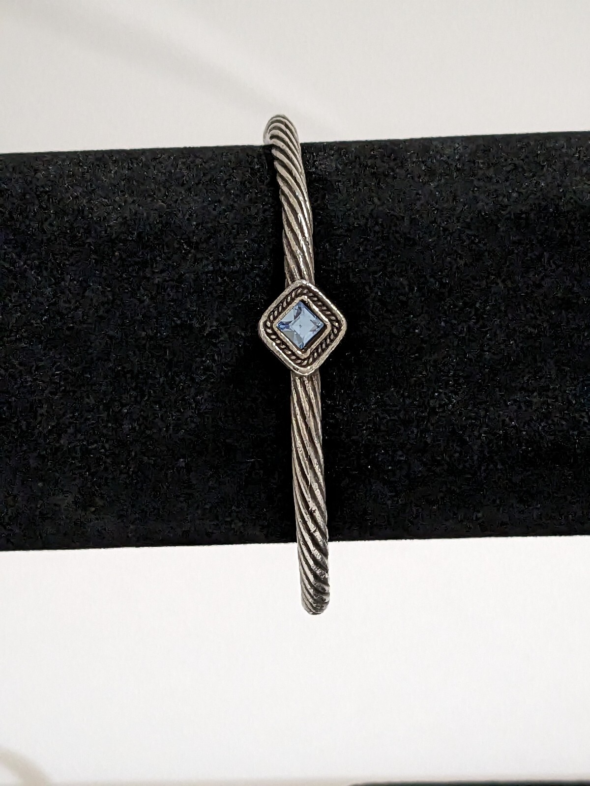 Silver 925 Solid Cable Style Bangle Bracelet With… - image 1