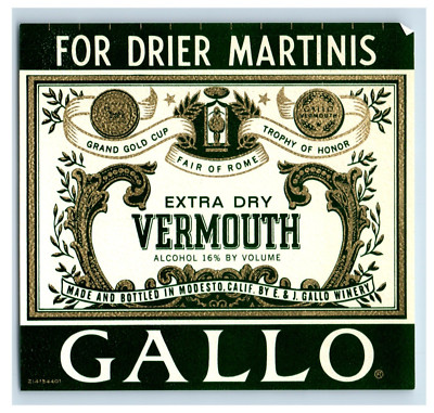 1950's-70's Gallo Martini Vermouth California Wine Label Original S58E