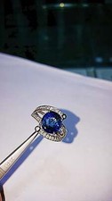 Awesome Classic 925 Silver Blue Sapphire  White CZ Wedding Women's Amazing Ring