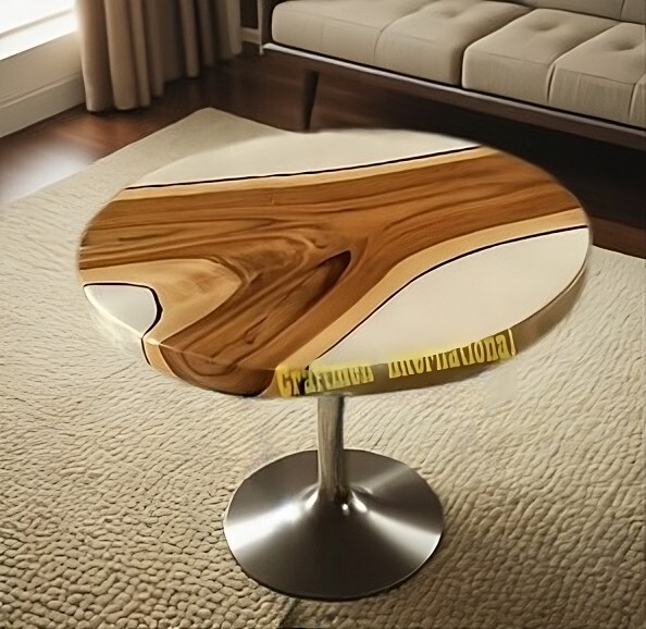 White Epoxy Round Wooden Dining Table Top for Modern Home Decor