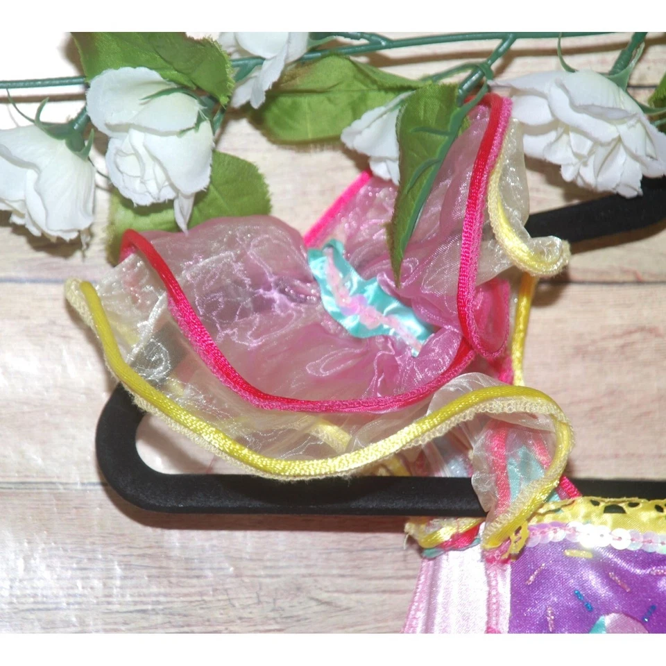 Girls Handmade Candy Girl Halloween Costume Tutu Dress Size M Layered Tulle Bow - Image 3 of 4