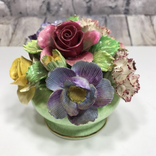 BEST BONE DENTON CHINA Vintage Hand Modelled Floral Bouquet Mint Green