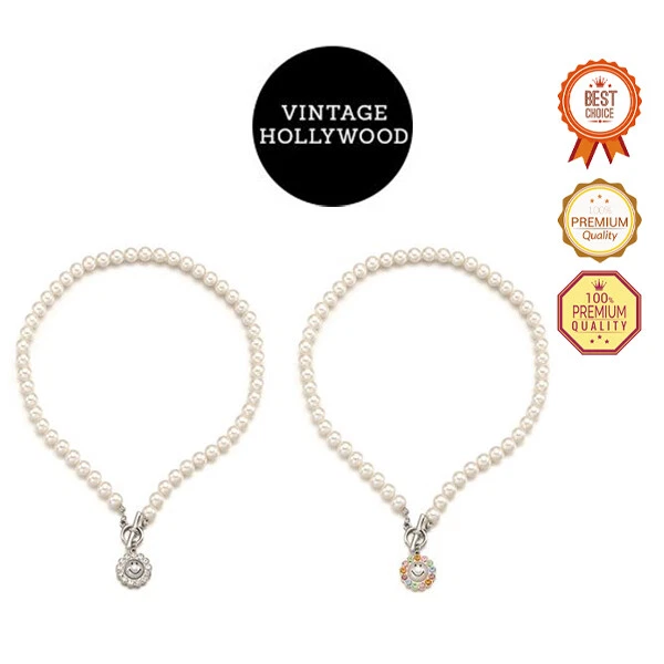 VINTAGE HOLLYWOOD Smiley Bloom Pearl Necklace 2color Korean
