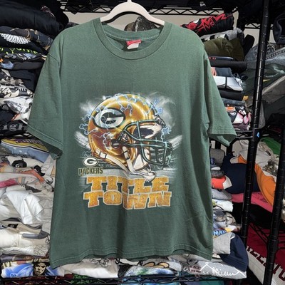 Vintage NFL Green Bay Packers  title Town  Electric Helmet Shirt Size Large 
