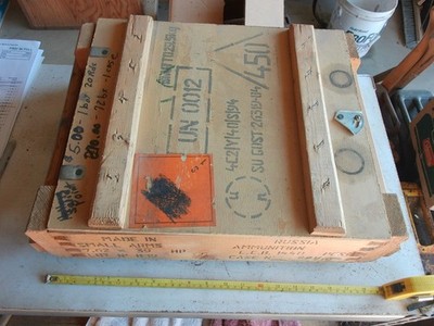 Vintage Wood Russian Ammunition Box Crate Lot 26-3-3
