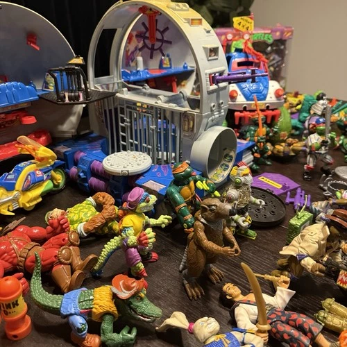 Vintage TMNT Huge Lot Technodrome Party Wagon Figures Vehicle Weapons 1988–1993