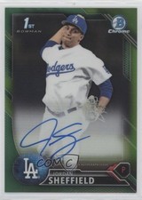 2016 Bowman Draft Chrome Pick Green Refractor 23/99 Jordan Sheffield Auto tt7