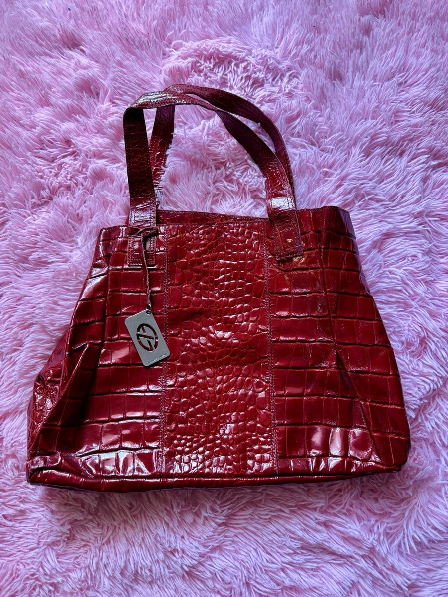 Sac à Main Francesco Biasia En Cuir Matelassé - Imprimé Crocodile - Taille Grande - Beige - Neuf Sans étiquette