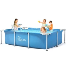 EVAJOY 85in x 23in x 59in Metal Frame Swimming Pool - Blue/Gray