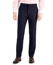 Kenneth Cole Mens Slim fit Dress Pants 34 / 29 Navy Blue Solid Stretch