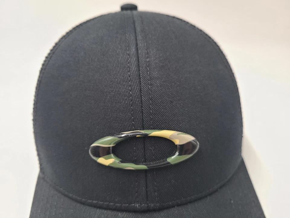 Gorra Oakley Camuflada Logo Malla Camionero Snapback Exterior Informal Hombres Mujeres Negra Foto 4 de 4