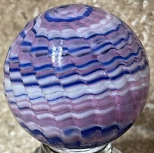 DAVIS MARBLE Not Signed HANDMADE GLASS ART 1.78" PURPLE BLUE PINK WHITE