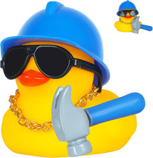 Cool Rubber Duck with Hammer, Sunglasses & Hard Hat - Dashboard Decorations for 