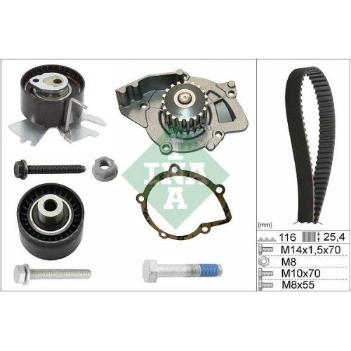 Wasserpumpe + Zahnriemensatz Schaeffler INA 530 0558 31 FüR CitroëN Fiat Ford-image