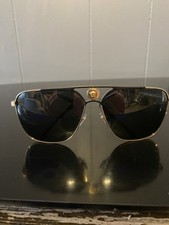 Versace Aviator Gold Metal Women's Sunglasses Black Plastic Lenses Lightweight
