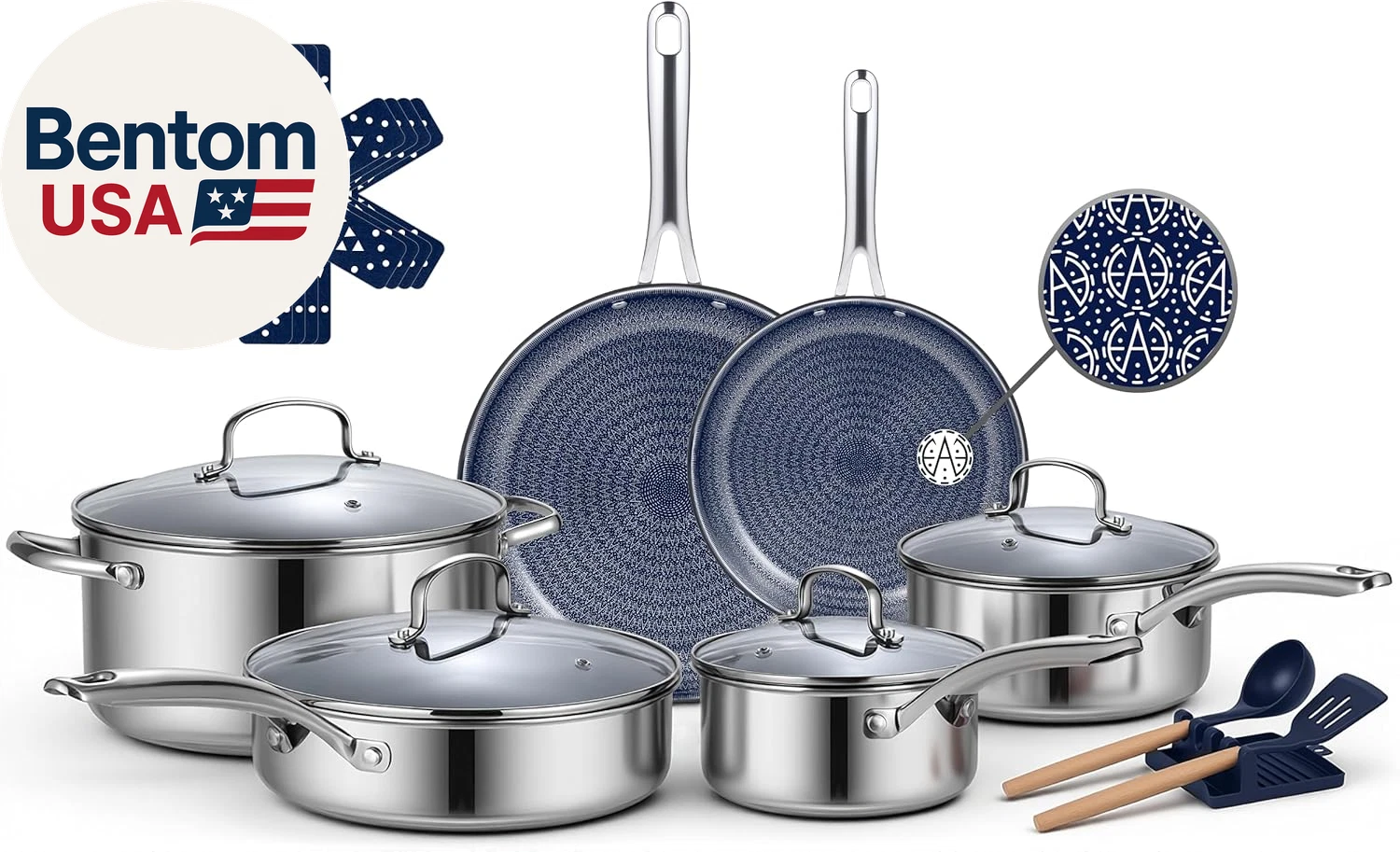 Hybrid Stainless Steel Cookware Set, 17-Piece Tri-Ply Pots and Pans Set Non Stic
Opens in a new wind