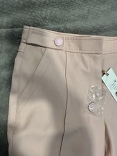 LoveShackFancy Pale Rose Flared Dress Pants Button Accent Women's Flat Front