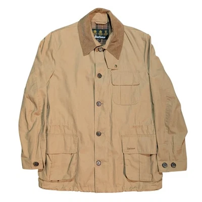 Barbour Chore Coat Mens Size L Barnesfield Jacket Brown Corduroy Collar Plaid