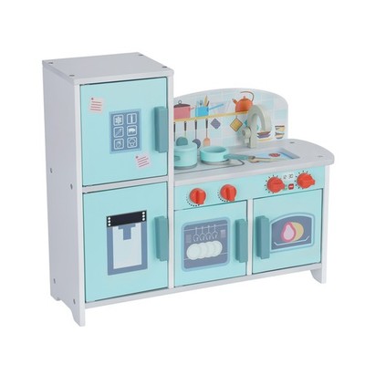 Wooden Mini Kitchen Toy Set 17.5x5.7x13in for Kids Age 3+ Pretend Play