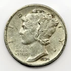 1924-D Mercury Dime ALMOST UNCIRCULATED Silver 10c AU Key Date Rare Denver Coin