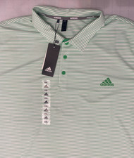 Adidas Golf Polo Shirt Green Stripe Mens 2XL Performance Short Sleeve NWT