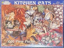  RARE, NEW White Mountain Puzzle  Kitchen Cats  1000pc. 2004 