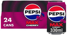 Pepsi Max Cherry Cola 330ml Soft Drink, Pack of 24 Cans