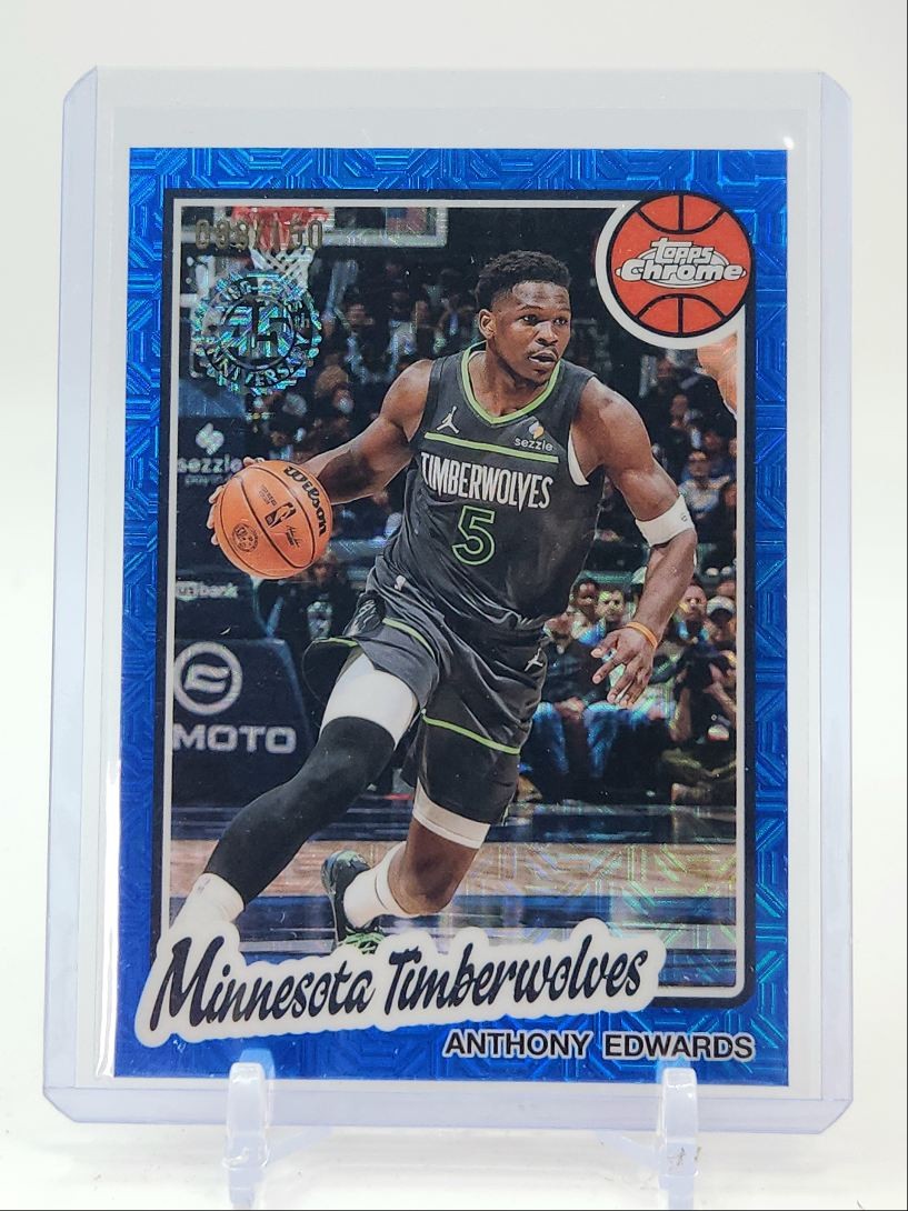 ANTHONY EDWARDS 2025-26 TOPPS CHROME SILVER PACK 1980 45TH BLUE /150 Q5829