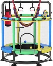Trampoline for Kids, Full Anti-Rust 440Lbs Anti-Rollover round Bottom Toddler Tr