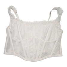 Victoria's Secret Corset Top White Lace Sheer Boned Strappy Lingerie S-DD